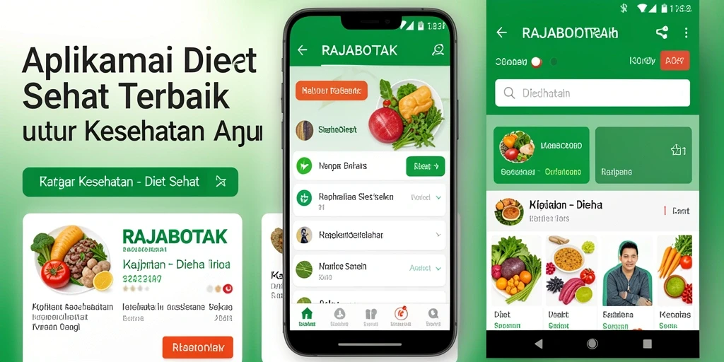Antarmuka menarik dan mudah digunakan untuk diet sehat.