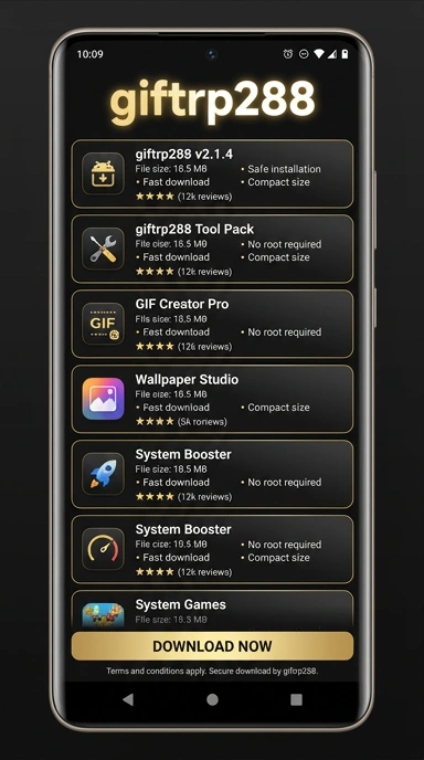 Tampilan halaman APK giftrp288