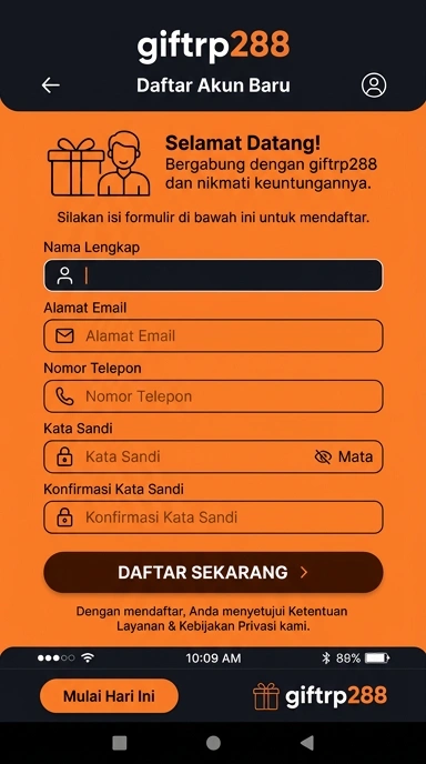 Tampilan halaman daftar giftrp288